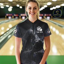 Load image into Gallery viewer, Custom Smoke Skull reaper Bowling Polo, 1/4 Zip Shirts for Women, Team bowling outfit Jerseys NQS11596