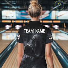 Load image into Gallery viewer, Custom Smoke Skull reaper Bowling Polo, 1/4 Zip Shirts for Women, Team bowling outfit Jerseys NQS11596