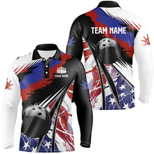 Load image into Gallery viewer, Mens Polo, Quarter Zip bowling shirts Custom black ball American Flag Bowling Team League Jerseys NQS7740