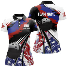 Load image into Gallery viewer, Womens Polo, Quarter Zip bowling shirts Custom black ball American Flag Bowling Team League Jerseys NQS7740