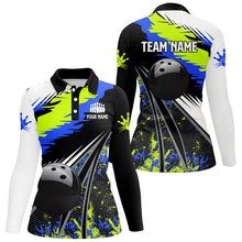 Load image into Gallery viewer, Womens Polo, Quarter Zip bowling shirts Custom black ball green blue camo Bowling Team League Jerseys NQS7741