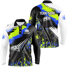 Load image into Gallery viewer, Mens Polo, Quarter Zip bowling shirts Custom black ball green blue camo Bowling Team League Jerseys NQS7741
