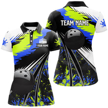 Load image into Gallery viewer, Womens Polo, Quarter Zip bowling shirts Custom black ball green blue camo Bowling Team League Jerseys NQS7741