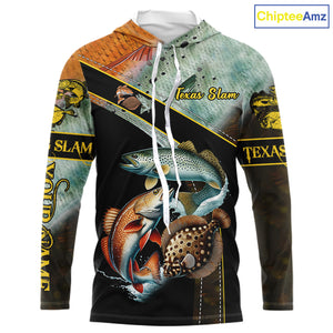 Redfish, Trout, Flounder fishing scales Custom long sleeve fishing shirts, TX Slam fishing jerseys NQS10217