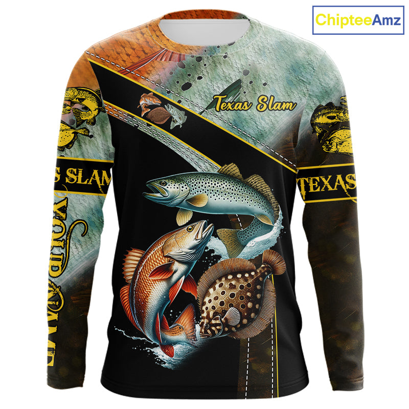 Redfish, Trout, Flounder fishing scales Custom long sleeve fishing shirts, TX Slam fishing jerseys NQS10217