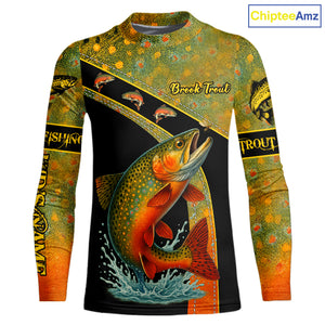 Brook Trout fishing scales UV protection Custom long sleeve fishing shirts, Trout fishing jerseys NQS10218