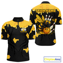 Load image into Gallery viewer, Custom Black and Yellow Honey Bee Bowling Shirts For Men, Bee Bowling Team Bowlers Outfit NQS10376