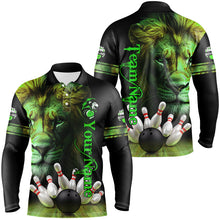 Load image into Gallery viewer, Lion Bowling Polo, Quarter Zip Shirts For Men Custom Bowling League Shirt Team Jerseys Outfits | Green NQS8859