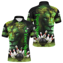 Load image into Gallery viewer, Lion Bowling Polo, Quarter Zip Shirts For Men Custom Bowling League Shirt Team Jerseys Outfits | Green NQS8859