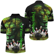 Load image into Gallery viewer, Lion Bowling Polo, Quarter Zip Shirts For Men Custom Bowling League Shirt Team Jerseys Outfits | Green NQS8859