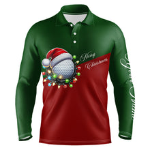 Load image into Gallery viewer, Red and Green Christmas Golf ball Men golf polo shirt custom mens golf tops Christmas golf gifts NQS8869