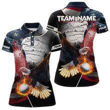 Load image into Gallery viewer, American Flag Eagle flame golf ball Womens golf polo shirts custom patriotic golf shirts for women NQS9317