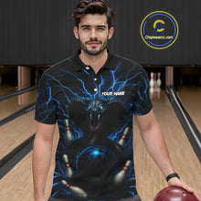 Load image into Gallery viewer, Personalized Blue Thunder Lightning Cobra Snake Bowling Shirt For Men, Custom Name Bowling Team Jersey NQS9834