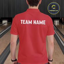 Load image into Gallery viewer, Red and black retro vintage Bowling polo, quarter zip shirts for men custom Bowling team jerseys NQS10385