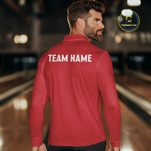 Load image into Gallery viewer, Red and black retro vintage Bowling polo, quarter zip shirts for men custom Bowling team jerseys NQS10385