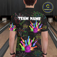 Load image into Gallery viewer, Colorful Neon Bowling shirts for men custom black bowling shirts, team bowling jerseys men NQS10984