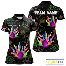 Load image into Gallery viewer, Colorful Neon Bowling shirts for Women custom black bowling shirts, team bowling jerseys ladies NQS10984