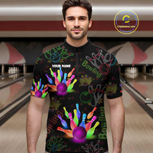 Load image into Gallery viewer, Colorful Neon Bowling shirts for men custom black bowling shirts, team bowling jerseys men NQS10984