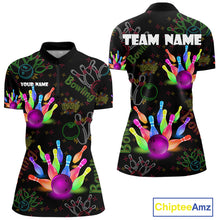 Load image into Gallery viewer, Colorful Neon Bowling shirts for Women custom black bowling shirts, team bowling jerseys ladies NQS10984