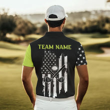 Load image into Gallery viewer, Black White Retro American Flag Golf Polo Shirt for Men Custom Patriotic Golf Team Shirt | Green NQS9637