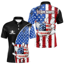 Load image into Gallery viewer, Black Camo Bowling Polo, 1/4 Zip Shirts For Men Custom American Flag Patriotic Bowling Team Jersey NQS9640
