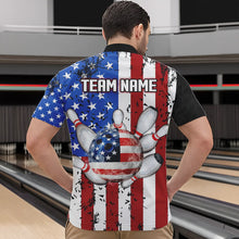 Load image into Gallery viewer, Black Camo Bowling Polo, 1/4 Zip Shirts For Men Custom American Flag Patriotic Bowling Team Jersey NQS9640