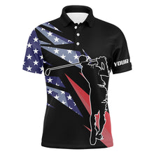 Load image into Gallery viewer, American flag black Mens golf polo shirts custom team golf shirt for men, gift for golf lovers NQS7418