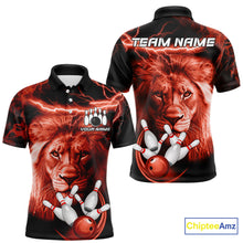 Load image into Gallery viewer, Personalized Red Lightning Thunder Storm Lion Bowling Shirts For Men Custom Bowling Team Jerseys NQS9840