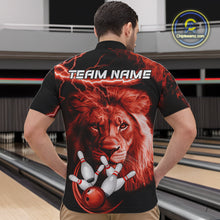 Load image into Gallery viewer, Personalized Red Lightning Thunder Storm Lion Bowling Shirts For Men Custom Bowling Team Jerseys NQS9840