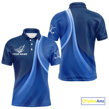 Load image into Gallery viewer, Mens golf polo shirts custom name Blue golf shirt, tournament golf tops for mens, golf gift NQS10223