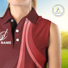Load image into Gallery viewer, Women sleeveless polo shirt custom name Red golf shirt, sleeveless golf tops for ladies NQS10224