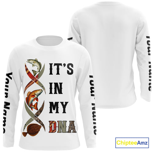 Redfish, Trout, Flounder fishing scales It's in my DNA Custom TX Slam UV Protection fishing shirts NQS10392