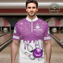 Load image into Gallery viewer, Pink glitter Bowling Shirts For Men Custom team bowling jerseys, Personalized bowling uniform NQS10813