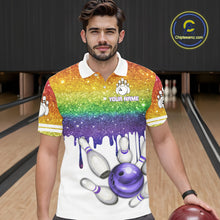 Load image into Gallery viewer, Rainbow glitter Bowling Shirts For Men Custom team bowling jerseys, Personalized bowling uniform NQS10815