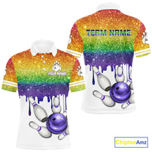 Load image into Gallery viewer, Rainbow glitter Bowling Shirts For Men Custom team bowling jerseys, Personalized bowling uniform NQS10815