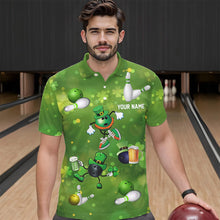 Load image into Gallery viewer, Funny Green shamrock Lucky Bowling Shirts for Men Custom St Patrick Day Team bowling jerseys NQS9325
