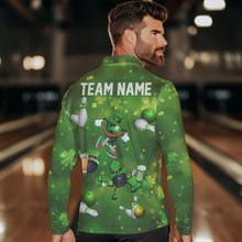 Load image into Gallery viewer, Funny Green shamrock Lucky Bowling Shirts for Men Custom St Patrick Day Team bowling jerseys NQS9325