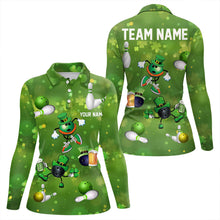 Load image into Gallery viewer, Funny Green shamrock Lucky Bowling Shirts for Women Custom St Patrick Day Team bowling jerseys NQS9325