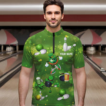 Load image into Gallery viewer, Funny Green shamrock Lucky Bowling Shirts for Men Custom St Patrick Day Team bowling jerseys NQS9325