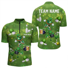 Load image into Gallery viewer, Funny Green shamrock Lucky Bowling Shirts for Men Custom St Patrick Day Team bowling jerseys NQS9325