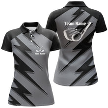 Load image into Gallery viewer, Personalized women golf polo shirts black lightning custom name and team name golf shirt, golfing gift NQS5407
