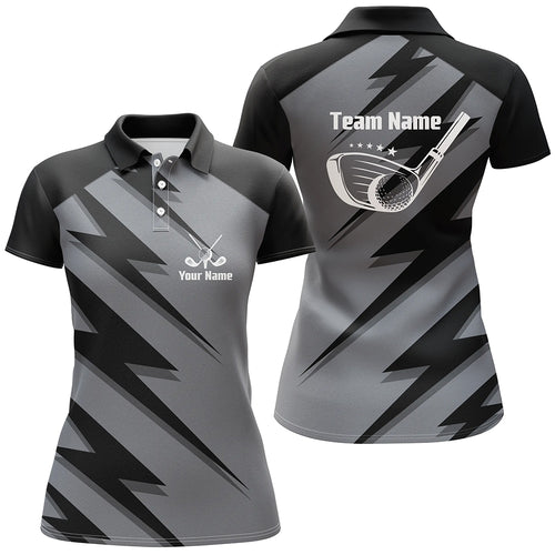 Personalized women golf polo shirts black lightning custom name and team name golf shirt, golfing gift NQS5407