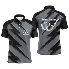 Load image into Gallery viewer, Mens golf polo shirt black lightning custom name and team name golf shirt, golfing gifts NQS5407