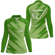 Load image into Gallery viewer, Personalized women golf polo shirts green lightning custom name and team name golf shirt, golfing gift NQS5408