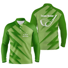 Load image into Gallery viewer, Mens golf polo shirt green lightning custom name and team name golf shirt, golfing gifts NQS5408