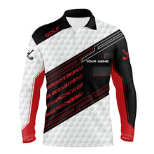 Load image into Gallery viewer, Black and white Golf ball pattern Mens Golf Polo Shirts Custom Golf outfit men, golfing gifts | Red NQS8204