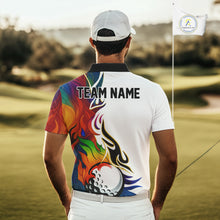 Load image into Gallery viewer, Colorful Rainbow Flame golf ball Mens golf polo shirts custom team golf jerseys, golf attire for men NQS10399