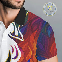 Load image into Gallery viewer, Colorful Rainbow Flame golf ball Mens golf polo shirts custom team golf jerseys, golf attire for men NQS10399
