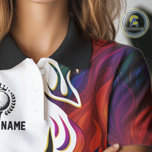 Load image into Gallery viewer, Colorful Rainbow Flame golf ball Women golf polo shirts custom team golf jerseys, laddies golf attire NQS10399
