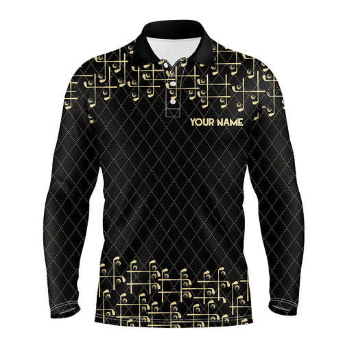 Black and Gold argyle pattern golf clubs Mens Golf Polo Shirts Custom Golf attire for men NQS9123